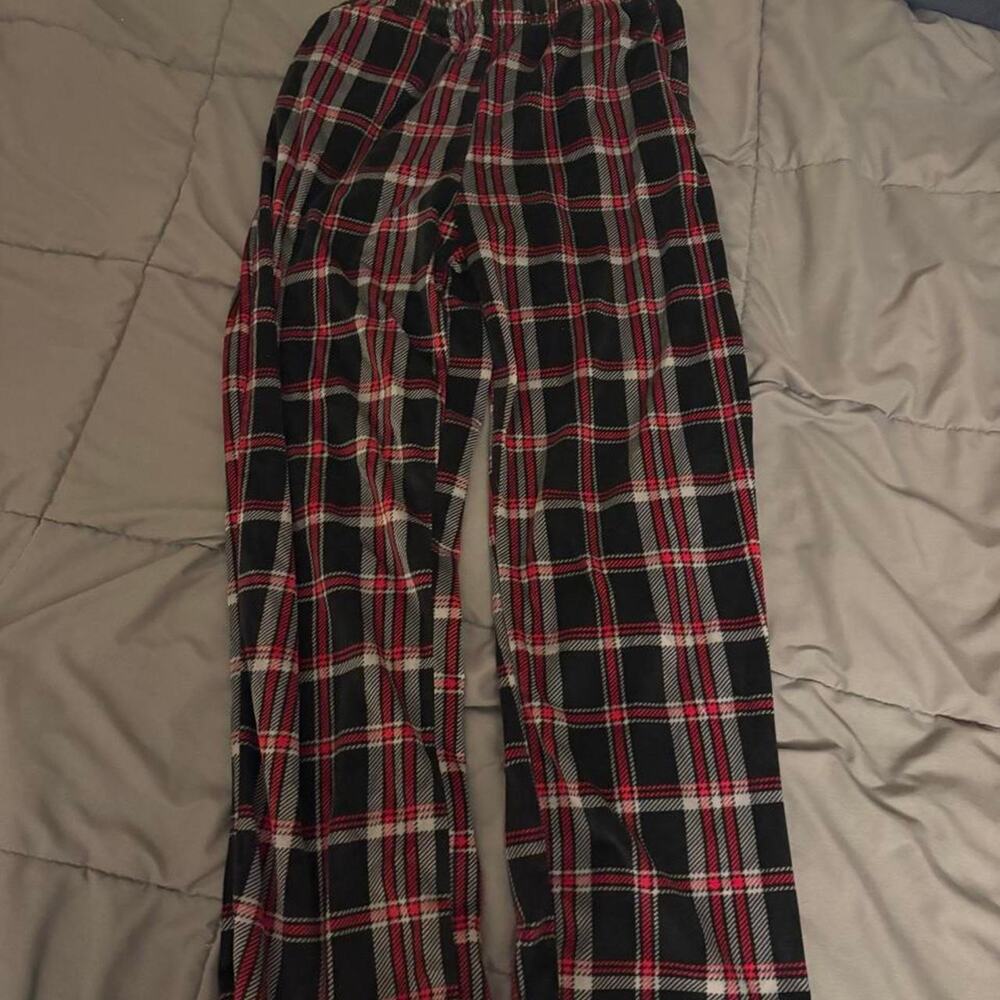 Vintage-Style Black Red & White Plaid Flannel Pants